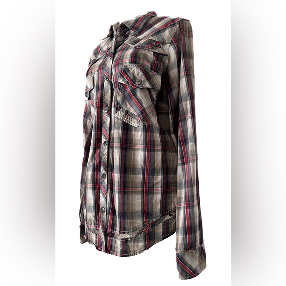 BKE Women’s Plaid Snap Button Down Western Shirt - Picture 2 of 8